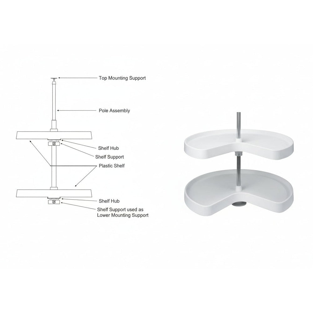 Kia Ora 3/4 Lazy Susan in White (to suit 700mm cabinet)