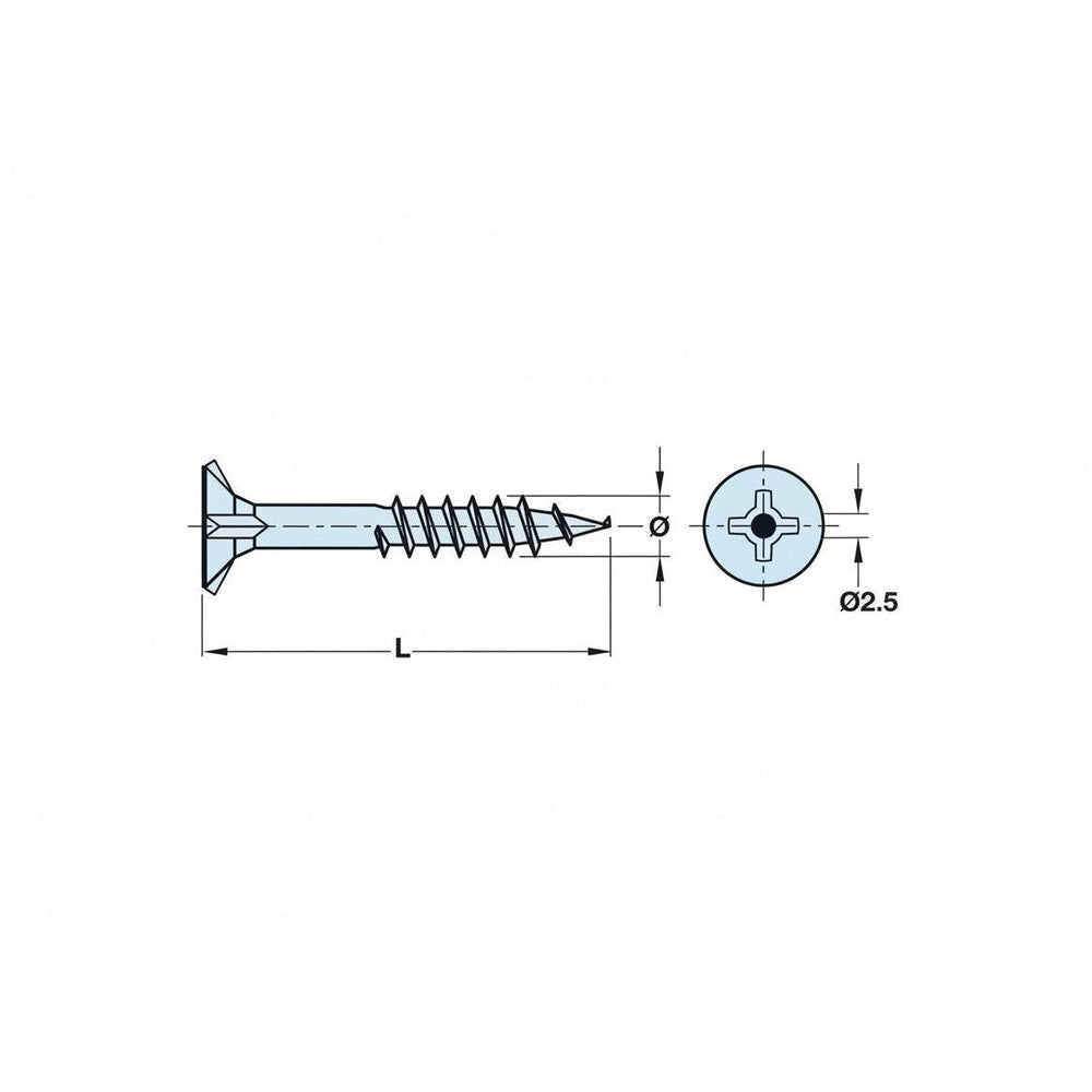 Phillip Screws 28mm - Countersunk head, partially threaded